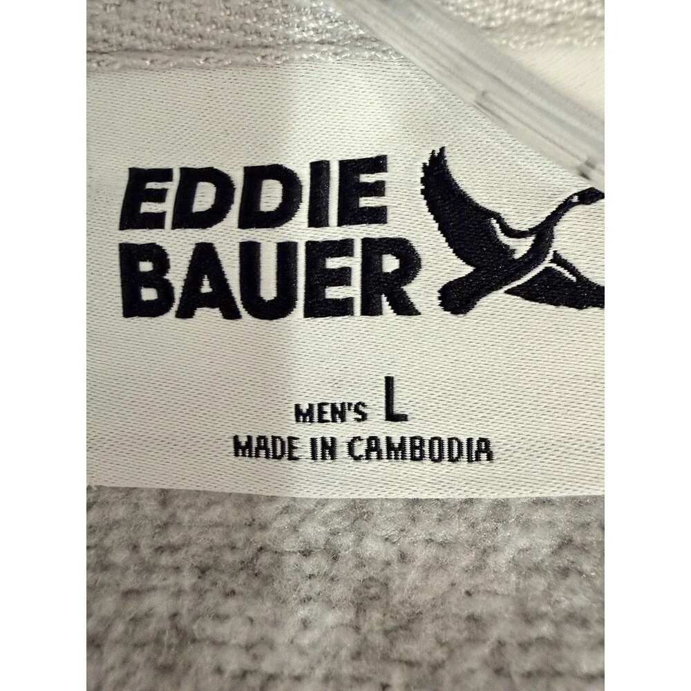 Eddie Bauer Men's Pullover Top Long Sleeve 1/4 Zip Light Gray Heather Size Large
